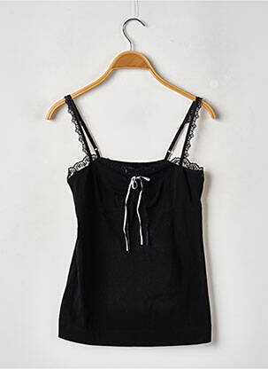 T-shirt col v fines bretelles noir MANGO femme