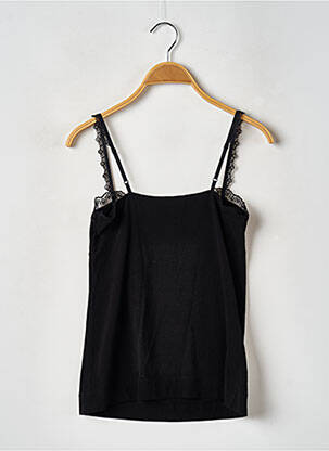 T-shirt col v fines bretelles noir MANGO femme