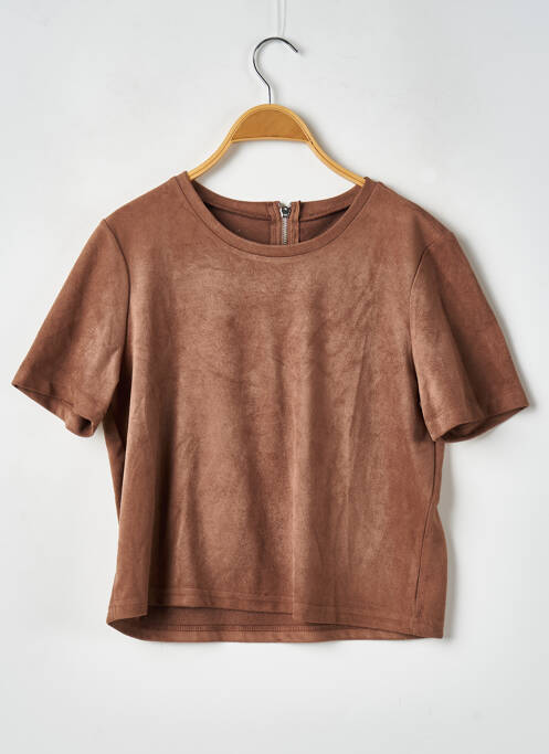 Top stretch manches courtes marron SANS MARQUE femme
