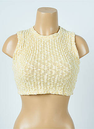 Pull coupe cintrée sans manche jaune BERSHKA femme
