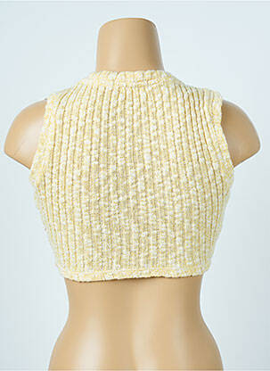 Pull coupe cintrée sans manche jaune BERSHKA femme