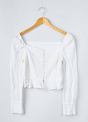 Chemisier coupe cintrée manches longues blanc LINJIA SHOP femme