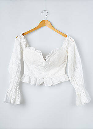 Blouse manches 3/4 manches 3/4 blanc BOOHOO femme