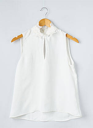 Top tissage crêpe sans manche blanc ZARA femme