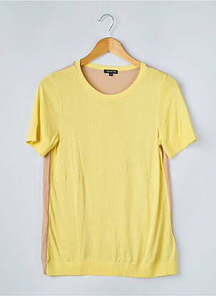 Pull col rond manches courtes jaune MASSIMO DUTTI femme