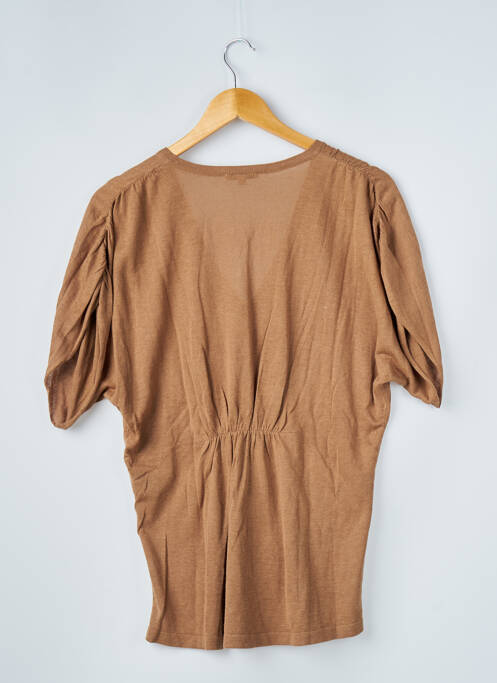 Pull tissage chiné manches courtes marron SANDRO femme