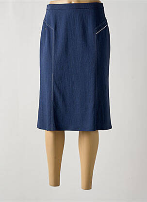 Jupe mi-longue coupe droite bleu FRANCE RIVOIRE femme