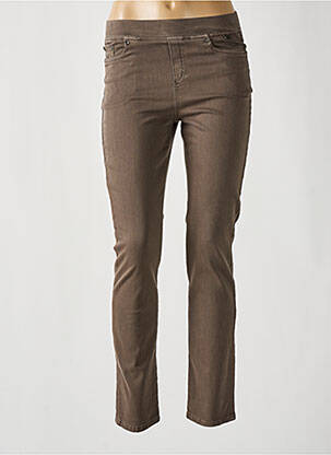 Pantalon slim taille élastique marron ANNA MONTANA femme