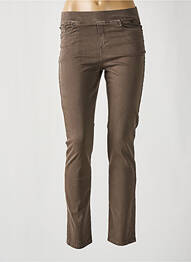 Pantalon slim taille élastique marron ANNA MONTANA femme