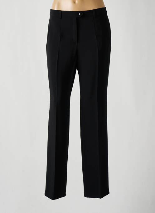 Pantalon droit fermeture zippée sous rabat boutonné noir LUCIA femme