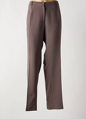 Pantalon droit fermeture zippée sous rabat boutonné taille normale marron FRANCE RIVOIRE femme