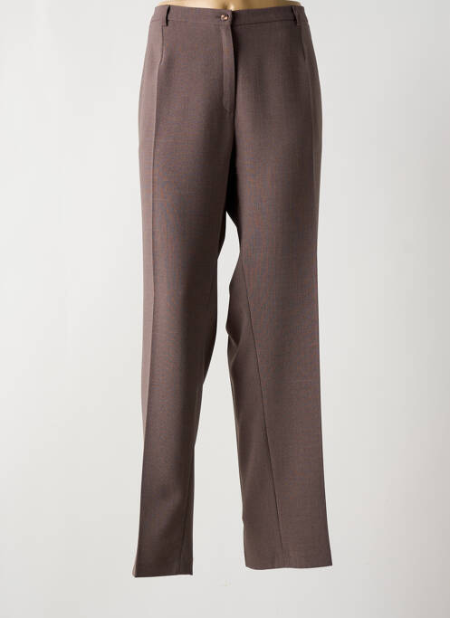 Pantalon droit tissage crêpe taille normale marron FRANCE RIVOIRE femme