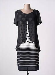 Robe mi-longue coupe fluide manches courtes noir FRANCE RIVOIRE femme