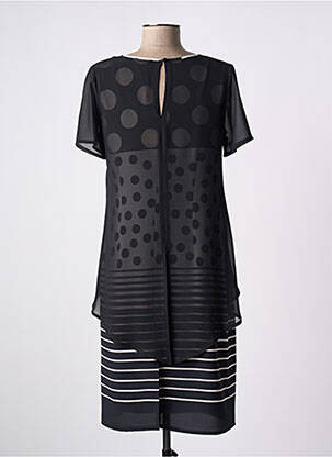Robe mi-longue coupe fluide manches courtes noir FRANCE RIVOIRE femme