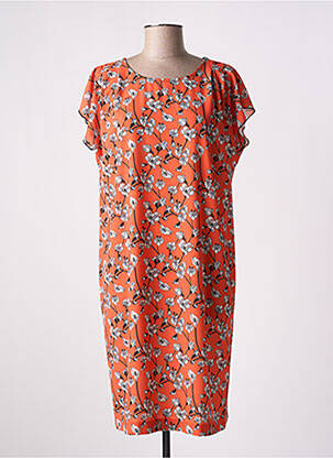 Robe mi-longue coupe fluide manches courtes orange TELMAIL femme