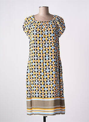Robe mi-longue coupe fluide manches courtes jaune TAIFUN femme