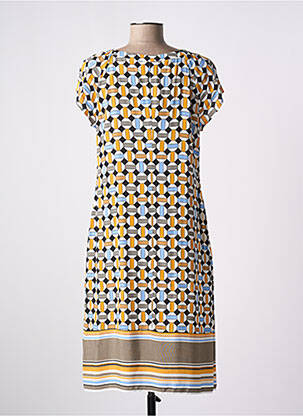 Robe mi-longue coupe fluide manches courtes jaune TAIFUN femme