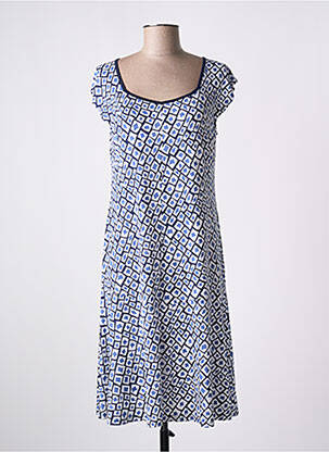 Robe mi-longue imprimé fantaisie manches courtes bleu TELMAIL femme