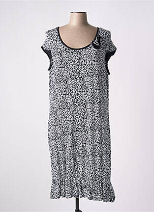 Robe mi-longue manches courtes manches courtes noir BARANDI femme