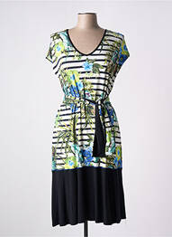 Robe mi-longue manches courtes manches courtes vert BARANDI femme