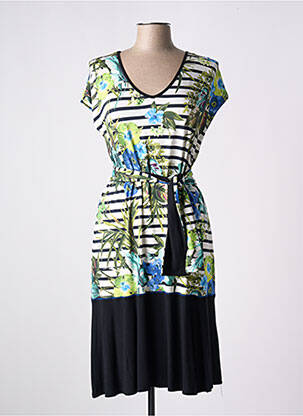 Robe mi-longue manches courtes manches courtes vert BARANDI femme