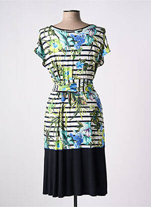 Robe mi-longue manches courtes manches courtes vert BARANDI femme