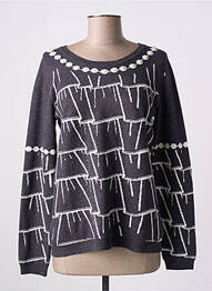 Pull coupe cintrée manches longues gris LEO & UGO femme