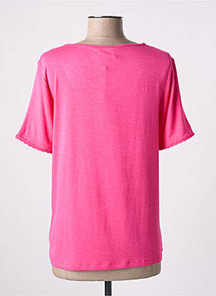 T-shirt col v manches courtes rose LEO & UGO femme