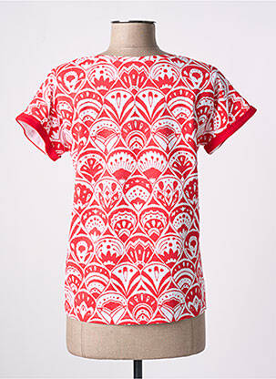 T-shirt imprimé fantaisie manches courtes rouge LEO & UGO femme
