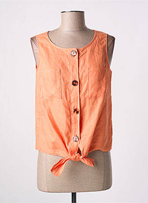 Chemisier tissage crêpe sans manche orange TAIFUN femme