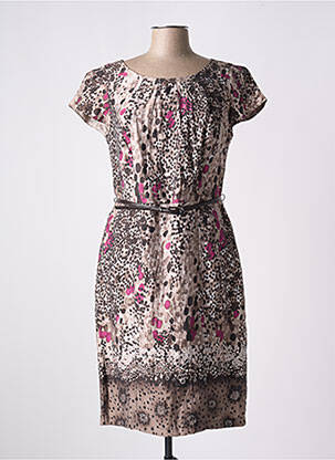 Robe mi-longue tissage crêpe manches courtes marron GERRY WEBER femme