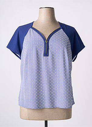Blouse imprimé fantaisie manches courtes bleu PAUPORTÉ femme