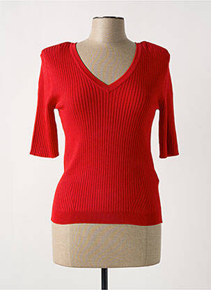 Pull col v manches courtes rouge TAIFUN femme