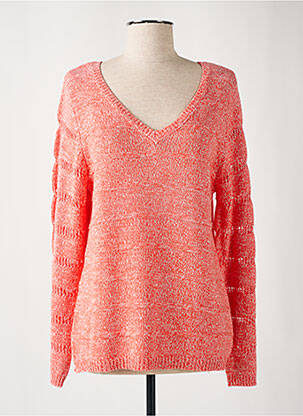 Pull tissage chiné manches longues orange MARBLE femme