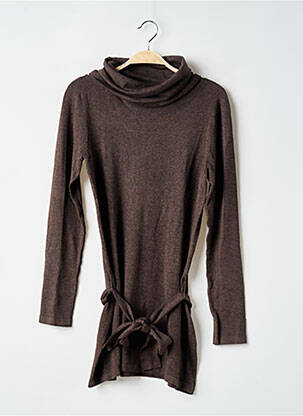 Pull col roulé tissage chiné manches longues marron H&M femme