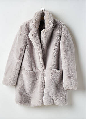 Manteau long coupe droite sans capuche gris K-ZELL femme