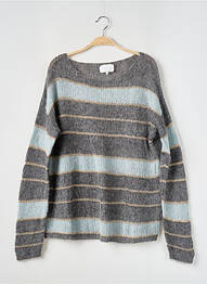 Pull tissage chiné manches longues gris LES TRICOTS DE LÉA femme
