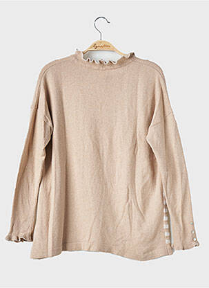 Pull tissage chiné manches longues marron LA FRANCAISE femme