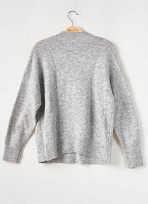 Pull tissage chiné manches longues gris MANGO femme