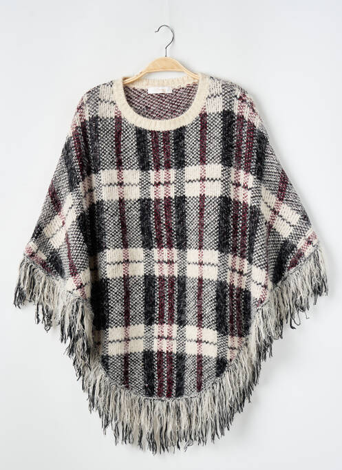 Poncho imprimé écossais beige LEGEND BY ANGEL femme