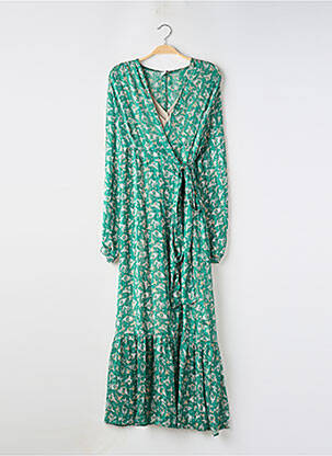 Robe longue manches longues manches longues vert JANE WOOD femme