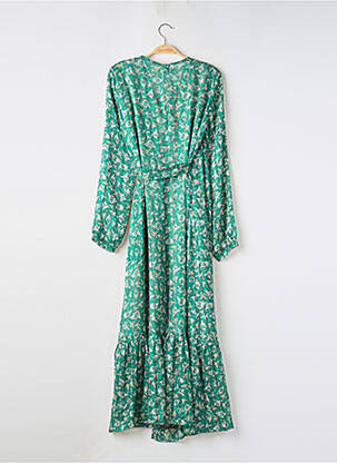 Robe longue manches longues manches longues vert JANE WOOD femme