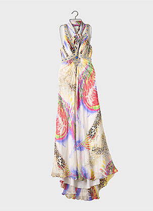 Robe longue coupe évasée sans manche beige FAUST femme