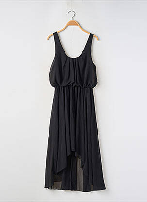 Robe mi-longue tissage crêpe sans manche noir VINTAGE LOVE femme