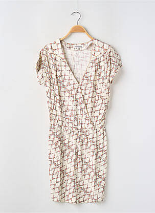 Robe courte coupe fluide manches courtes beige LA PETITE FRANCAISE femme