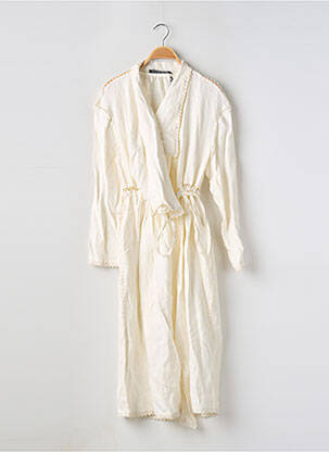 Robe mi-longue coupe fluide manches longues beige ZARA femme