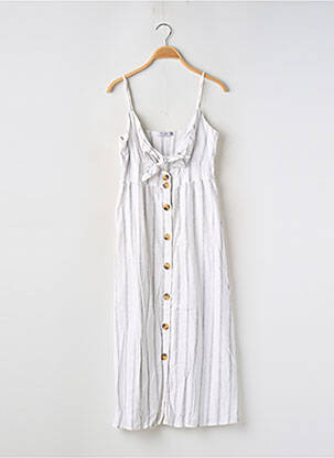 Robe mi-longue coupe évasée fines bretelles blanc BERSHKA femme