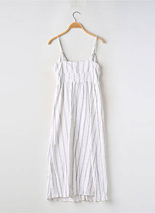 Robe mi-longue col v fines bretelles blanc BERSHKA femme