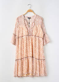 Robe mi-longue manches 3/4 manches 3/4 orange CHARLOTT' femme