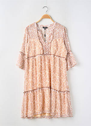 Robe mi-longue manches 3/4 manches 3/4 orange CHARLOTT' femme